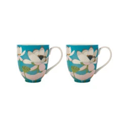 Maxwell & Williams Lotus Mug - Aqua - 350 Ml - Pack Of 2