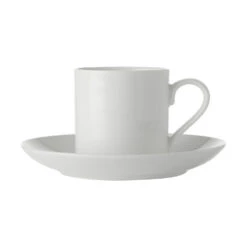 Maxwell & Williams Basic White Straight Demi Tasse Cup & Saucer, 4 Pack