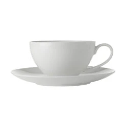 Maxwell & Williams Basic White Cappuccino Cup & Saucer, 4 Pack