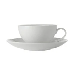 Maxwell & Williams Basic White Coupe Cup & Saucer, 4 Pack