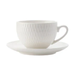 Maxwell & Williams Diamonds Round Demi Tasse Cup & Saucer - White - 4 Pack