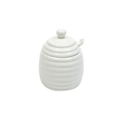 Maxwell & Williams White Basics Honey Pot With Spoons, 4 Pack