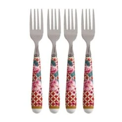 Maxwell & Williams Teas & C's Silk Road Cake Fork Set Of 4 Cherry Red