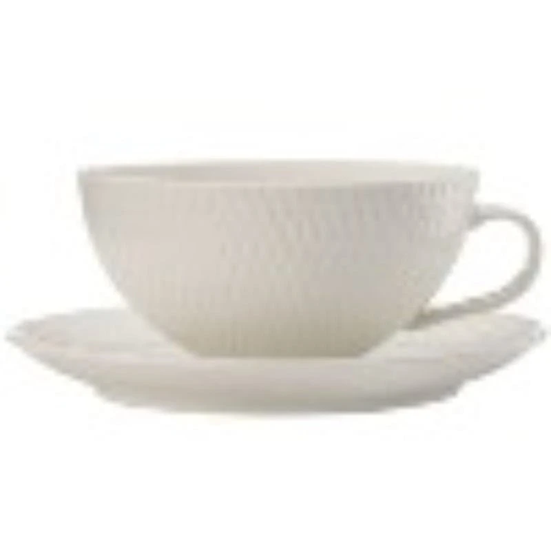 Maxwell & Williams White Basics Diamonds Tea Cup & Saucer Low 250ML 3 Maxwell & Williams White Basics Diamonds Tea Cup & Saucer Low 250ML