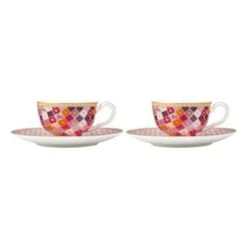 Maxwell & Williams Kasbah Espresso Cups & Saucers, 85ml Set Of 2 Rose