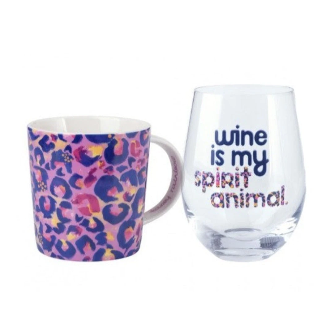 Maxwell & Williams Wild At Heart Mug & Glass Set Leopard Lilac 500ml DX1228 3 Maxwell & Williams Wild At Heart Mug & Glass Set Leopard Lilac 500ml DX1228