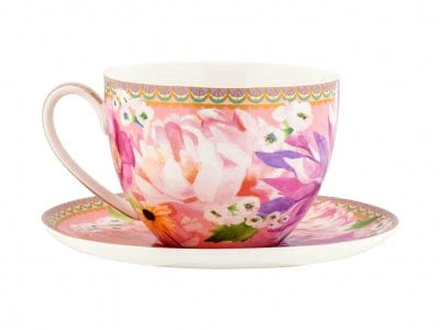 Maxwell & Williams Dahlia Daze Breakfast Cup & Saucer 400ML Pink 400ml HV0356 4 Maxwell & Williams Dahlia Daze Breakfast Cup & Saucer 400ML Pink 400ml HV0356 - Image 2