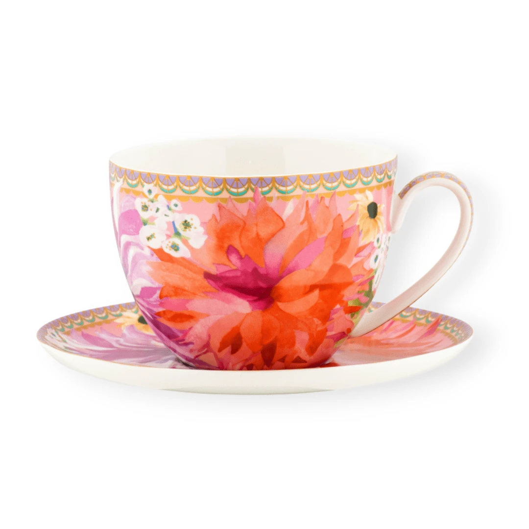 Maxwell & Williams Dahlia Daze Breakfast Cup & Saucer 400ML Pink 400ml HV0356 3 Maxwell & Williams Dahlia Daze Breakfast Cup & Saucer 400ML Pink 400ml HV0356
