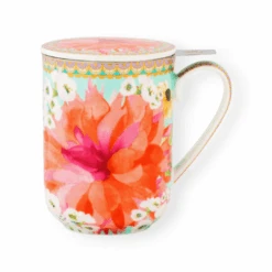Maxwell & Williams Dahlia Daze Lidded Mug With Infuser 340ML Sky 340ml HV0339
